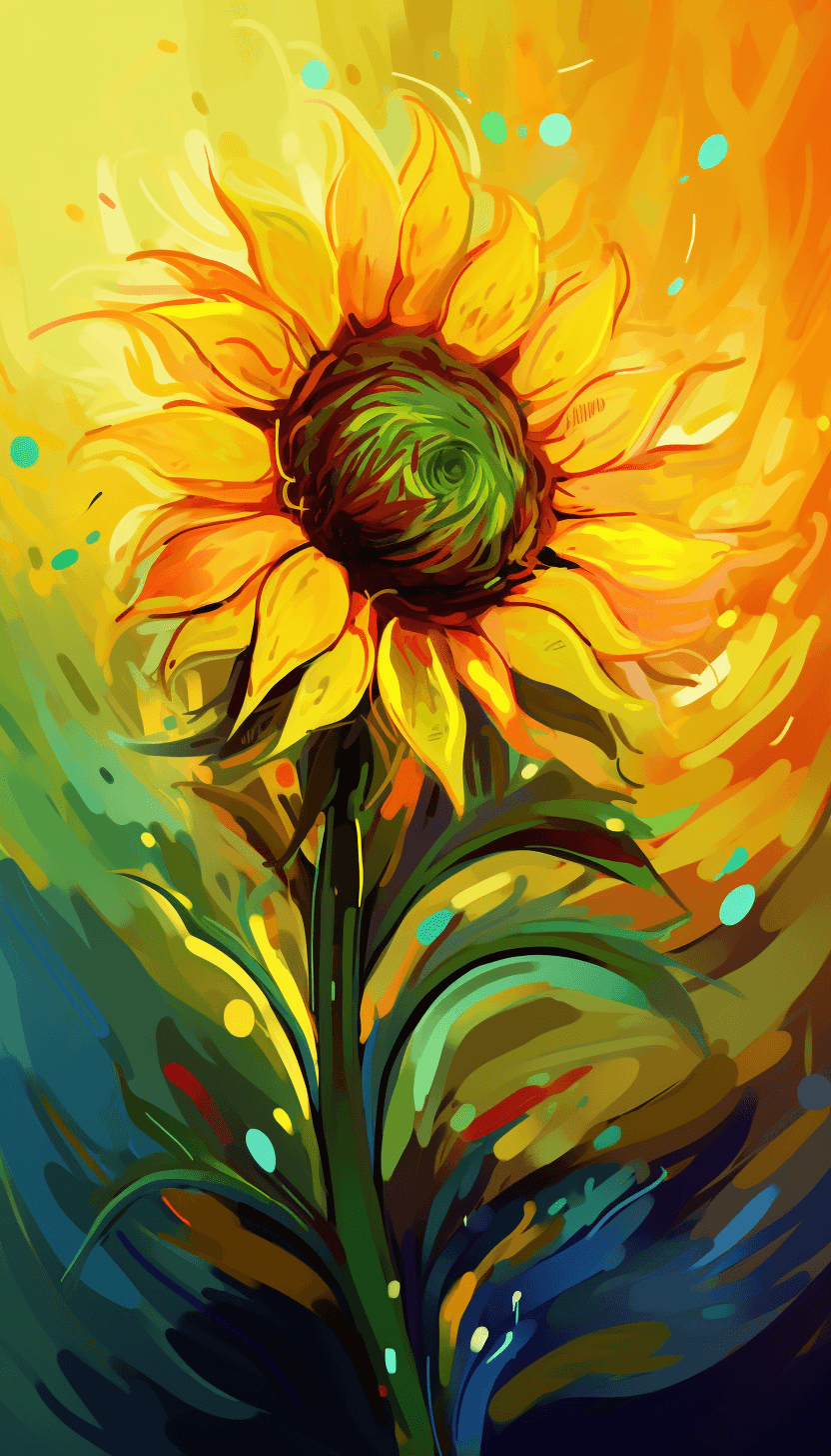 AI generated: Illustration of a sunflower bending towards the sun as a metaphor for growth and positivity. Balance...
