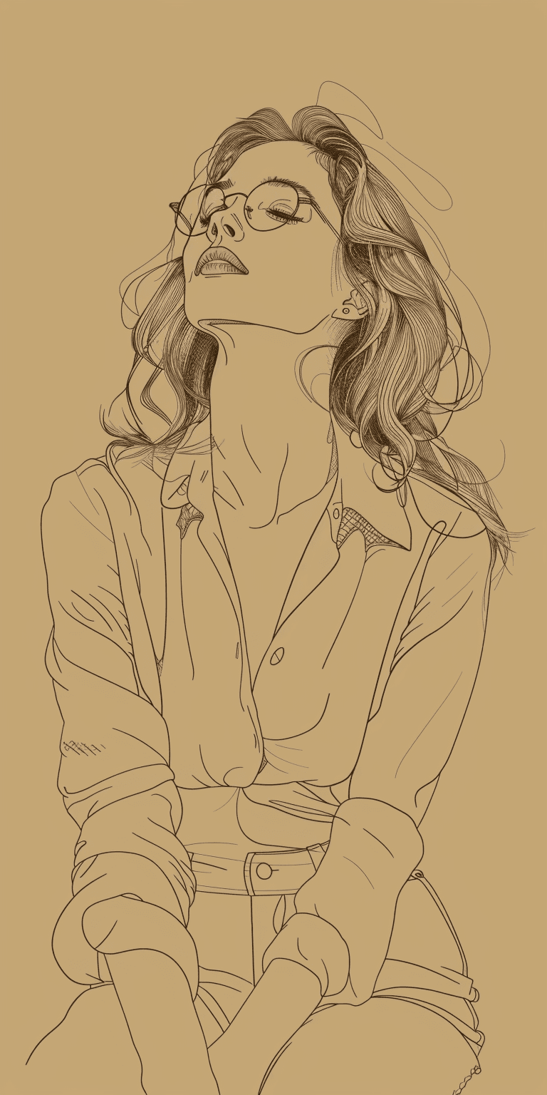 AI generated: A minimalist sketch of a woman, delicate, very basic line drawing, minimal, symmetrical, abstract --...