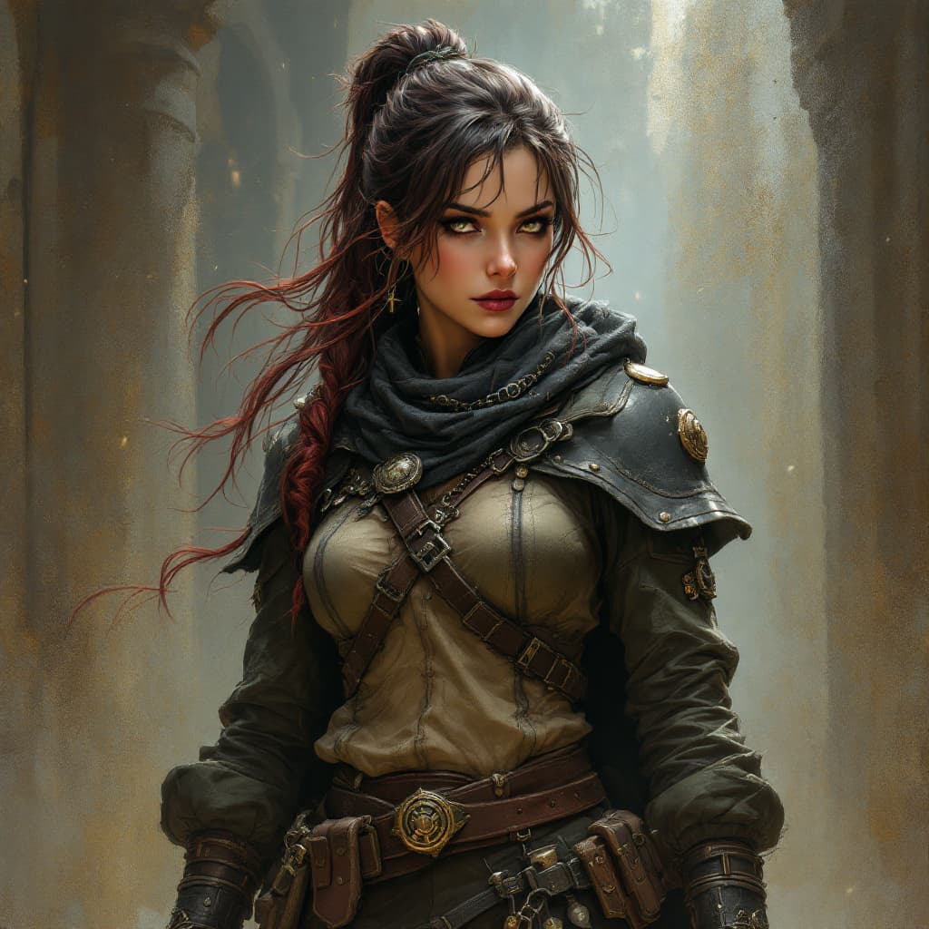 AI generated: a portrait of a female rogue trader for the 40k game rogue trader
