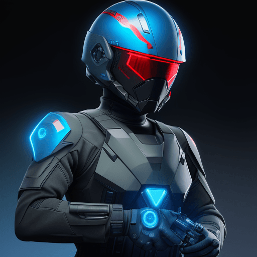 AI generated: visualize a character wearing a modern combat suit and a futuristic helmet with integrated digital d...