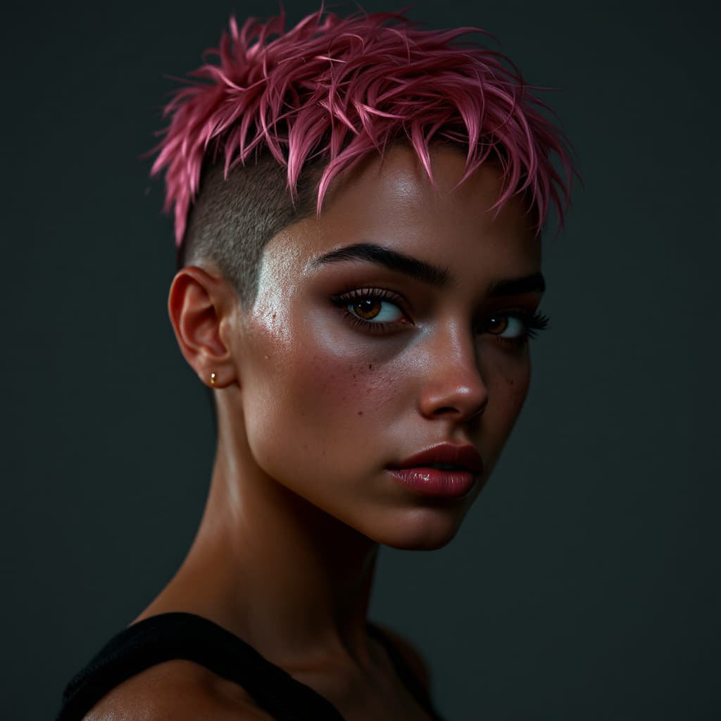 AI generated: Hyper-realistic  CD Cover design with a Cyberpunk feel of a golden tanned Brazilian female with a cu...