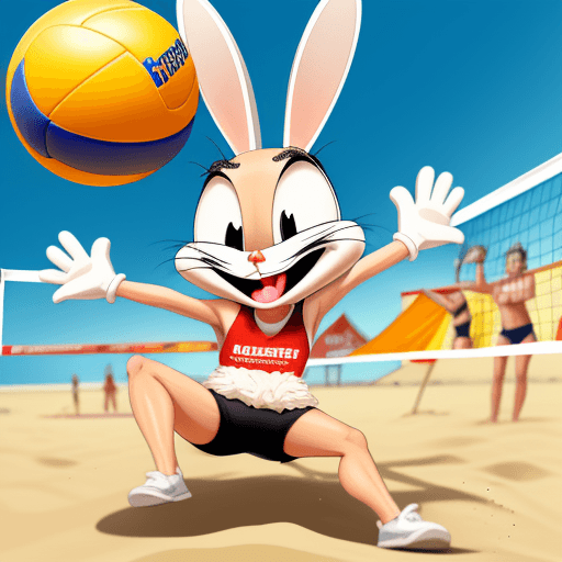 AI generated: mascot beachvolleyball
similar "bugs bunny" 

