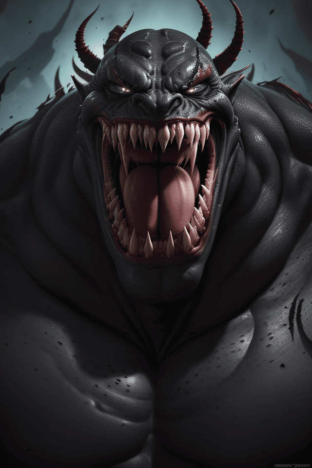 AI generated: body portrait, very angry venom orc, intimidating, menacing, powerful, low angle, horror, octane ren...