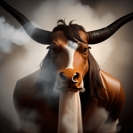 AI generated: photo of a mad longhorn facing camera with steam coming out of nostrils



