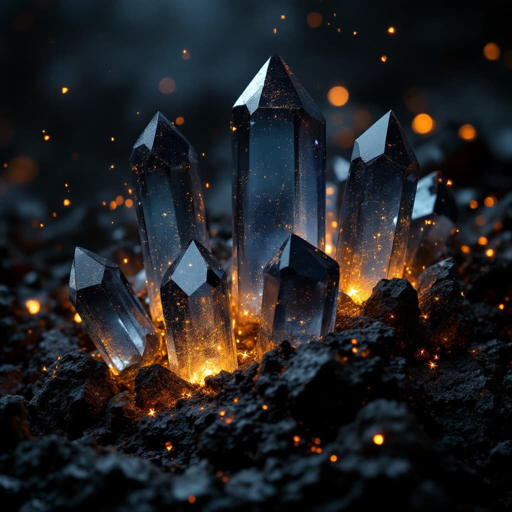 AI generated: dark crystals, dramatic lighting