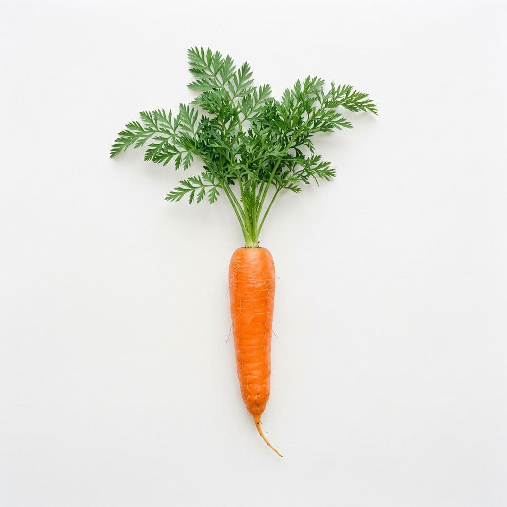 AI generated: A carrot with white background seen from above