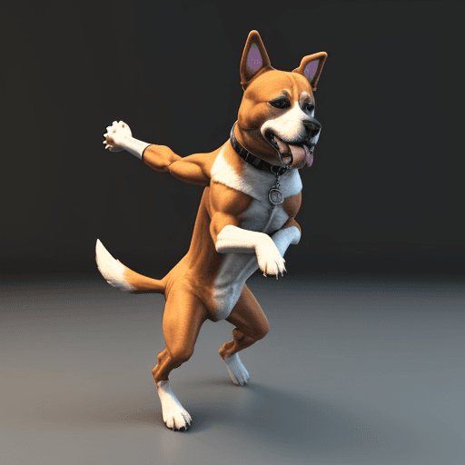 AI generated: un perro bailando hiphop 3d


