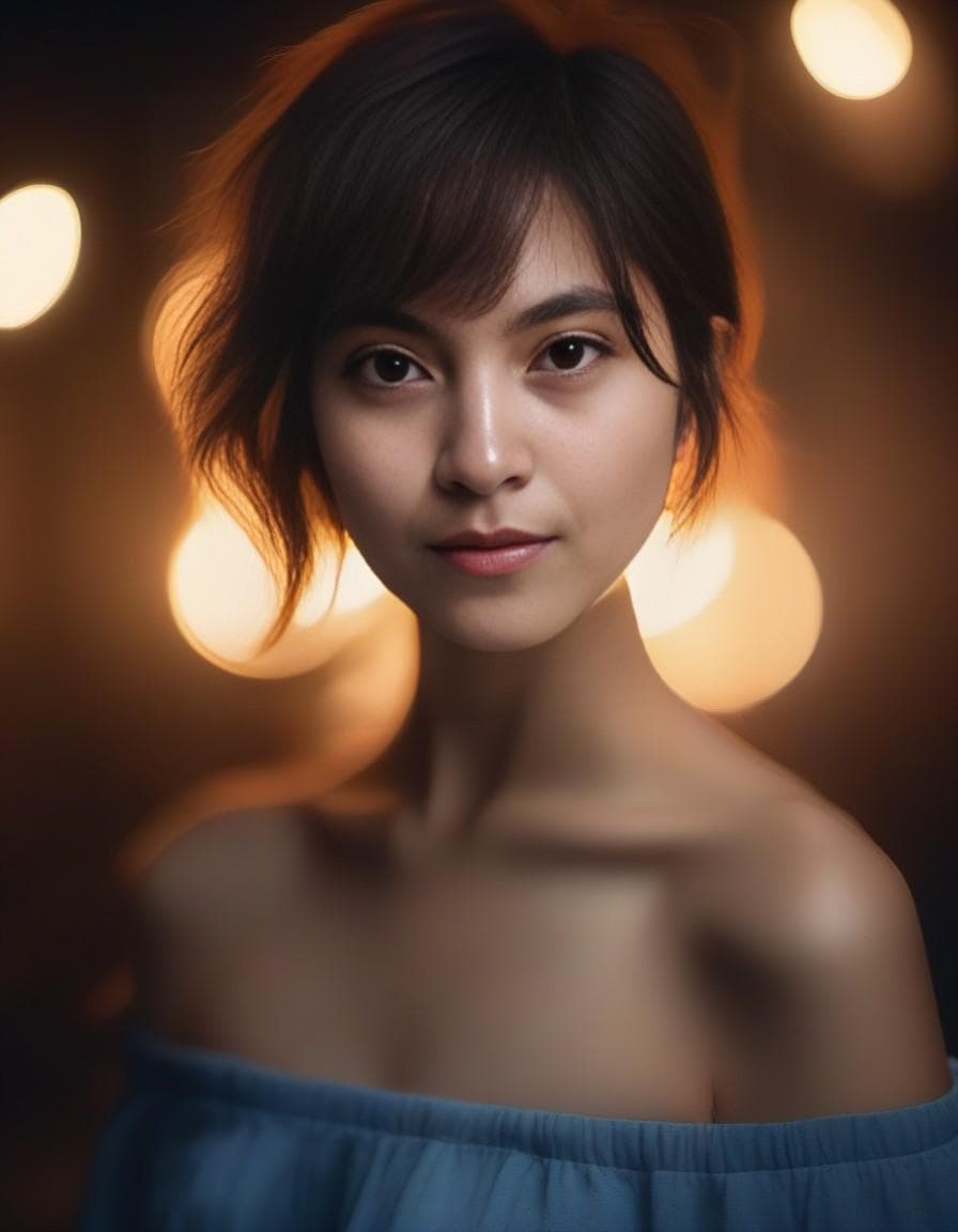 AI generated: best quality, 4k, highres, masterpiece, ultra-detailed, realistic, girl with messy short hair, magic...