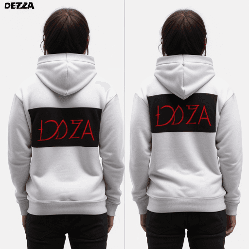 AI generated: image of a hoody from demobaza.com, front and back views of this hoodie in one image, white  backgro...