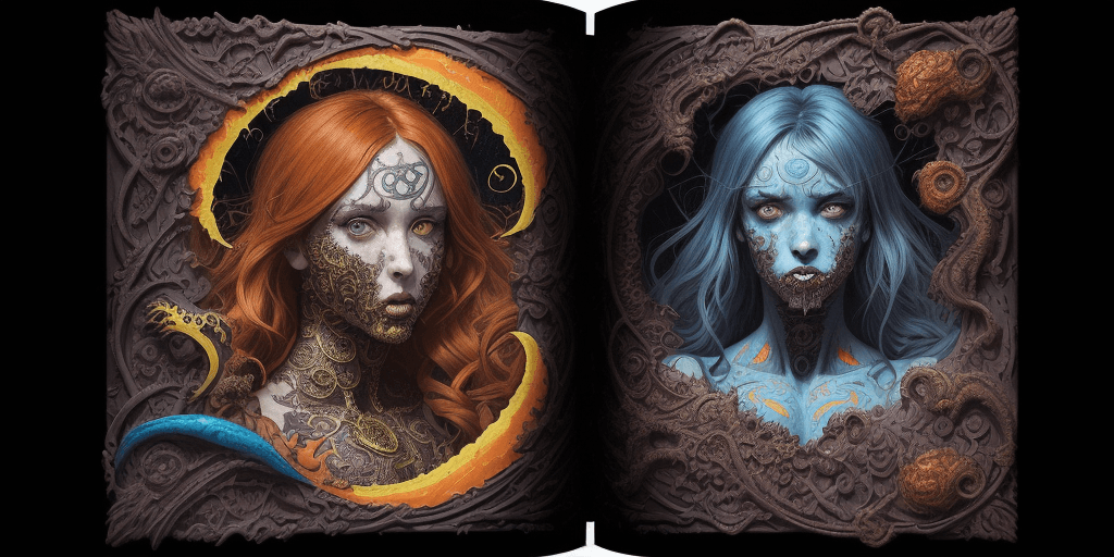 AI generated: (Text:"UNCUT"text)++++++++, Comic Book Vibrancy, Forced Perspectives, Streetart, (Pre-Raphaelite Bea...