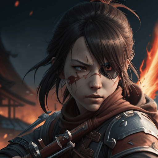 AI generated: cinematic shot, a close up of a person holding a sword, concept art, by Clint Cearley, sots art, sek...