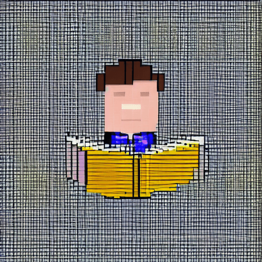 AI generated: reading book with man,pixel art