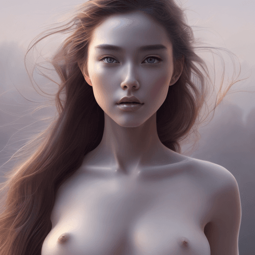 AI generated: image of a young woman by Stanley Artgerm lu, full body scene, nude, nsfw, long hair, elegant, attra...
