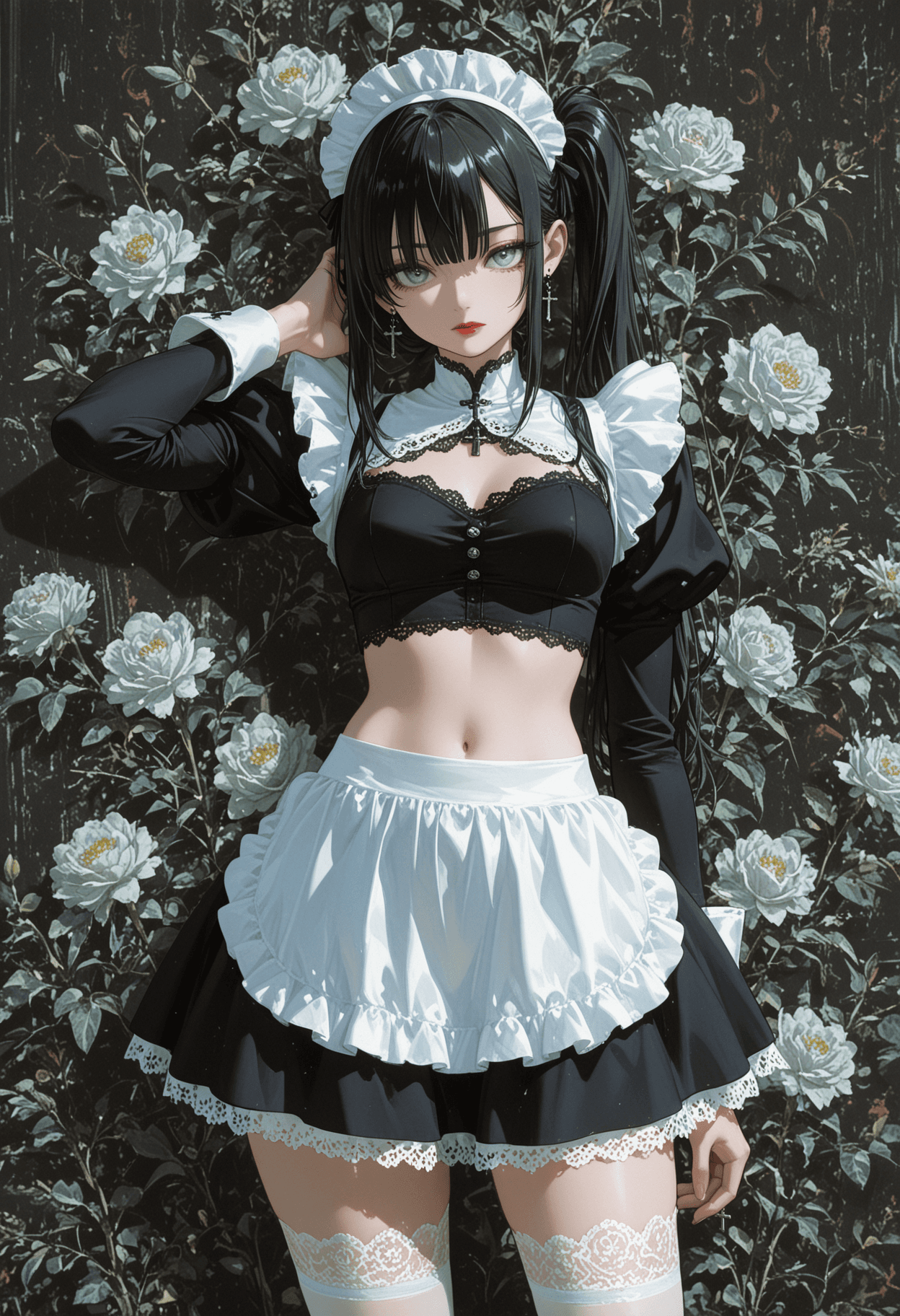 AI generated: masterpiece, best quality, anime coloring, 1girl, side ponytail, long hair, symmetrical sidelocks, b...