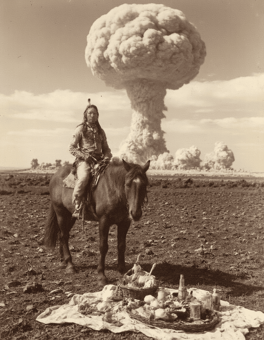 AI generated: An aged worn sepia monochrome 1800s photograph, capturing a wide-angle, long shot with meticulous at...