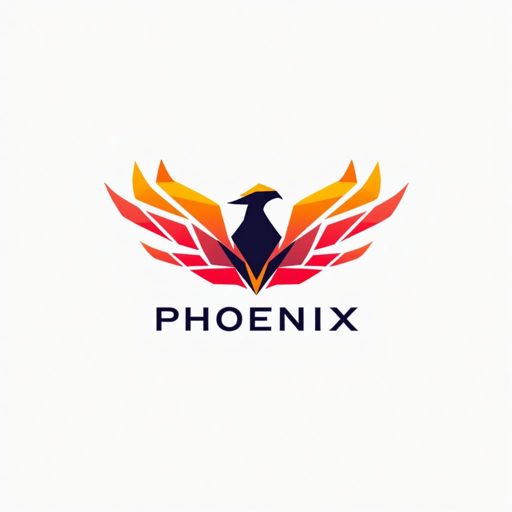 AI generated: A sleek and modern logo design for a tech startup, featuring a stylized geometric phoenix icon with ...
