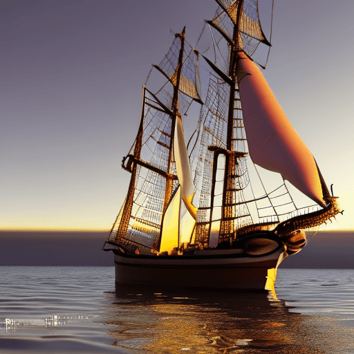 AI generated: Photo of a ultra realistic sailing ship, dramatic light, pale sunrise, cinematic lighting, battered,...