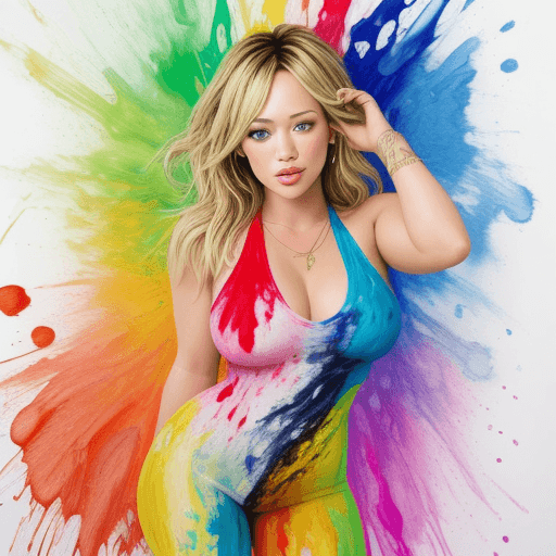 AI generated: hilary duff, multi color painting, full screen