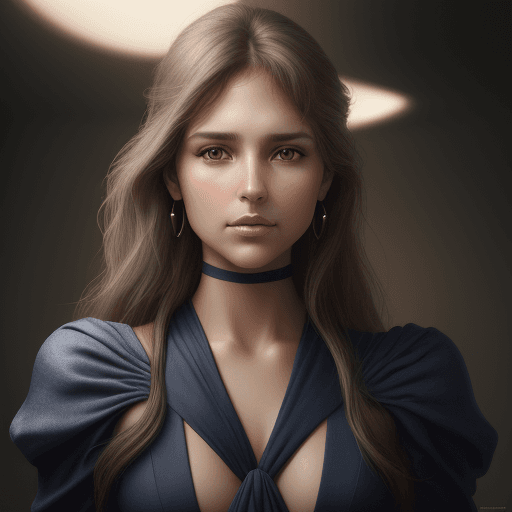 AI generated: the face of a woman with brown eyes, in the style of yigal ozeri, light navy and light gray, patrick...