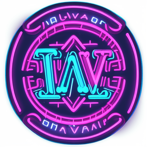 AI generated: “walfa” logo text, neon pink and blue, metallic