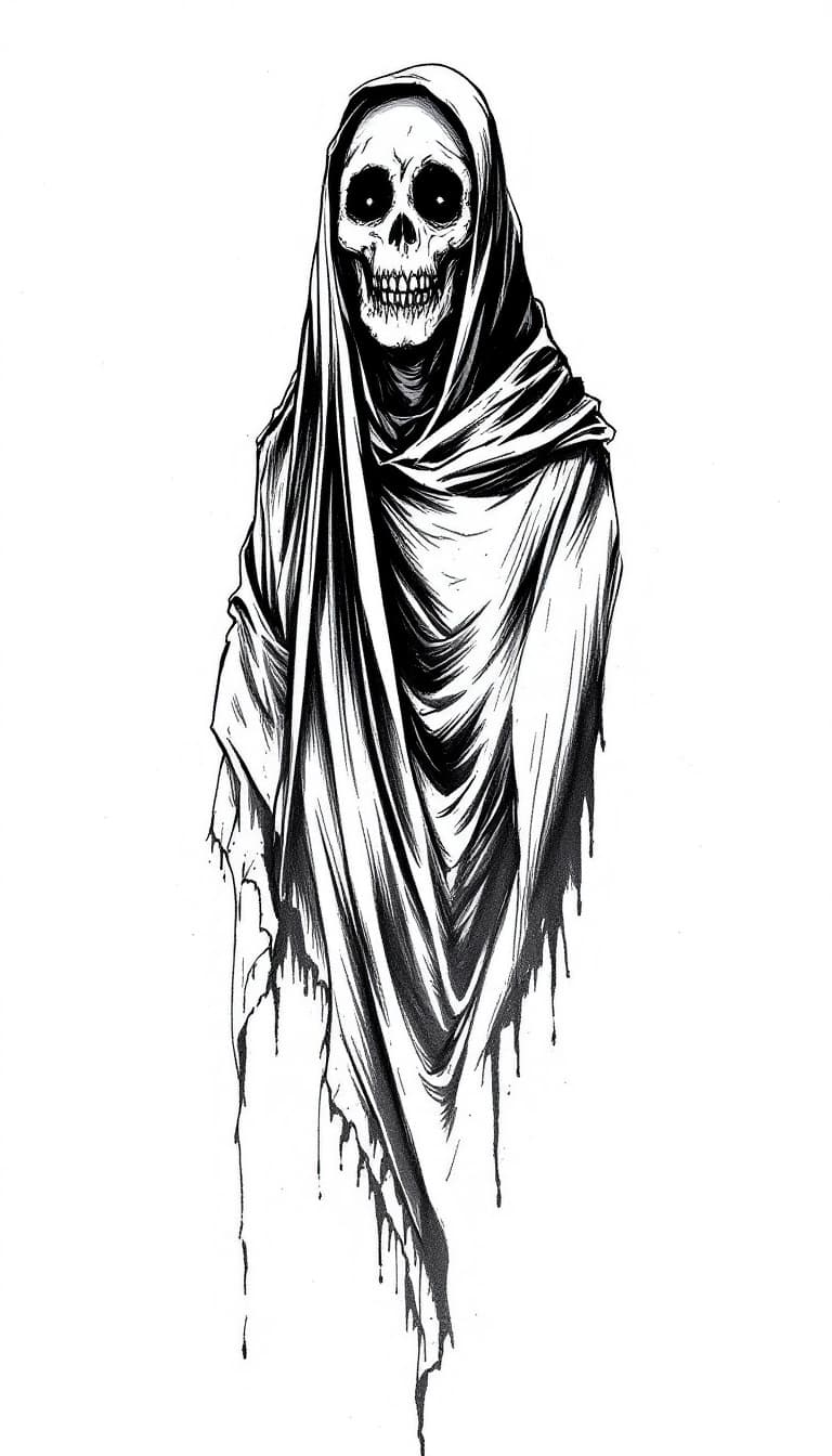 AI generated: Pocong (Indonesia)
A ghost in the form of a corpse wrapped in a shroud. It is believed to wander if ...