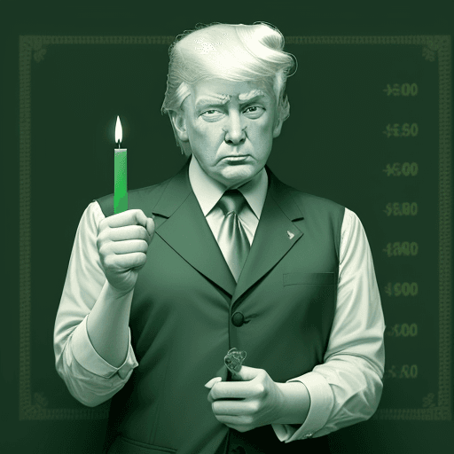 AI generated: a pencil artist illustration of donald trump celebreting another green day in the stock market by ho...