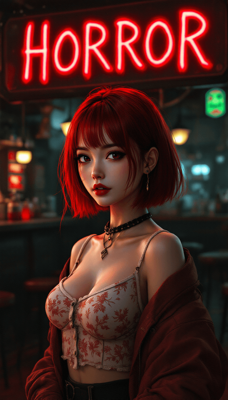 AI generated: Video game cover art in a 3D render, styled in tim burton aesthetics, showcasing a 24-year-old japan...