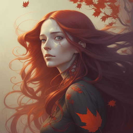 AI generated: a painting of a woman with long hair, julie dillon, spooky autumnal colours, illustration - n 9, stu...
