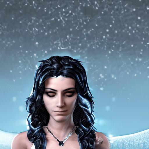 AI generated: best quality, extremely detailed, beautiful girl, dark black hair with blue highlights, blue eyes, u...