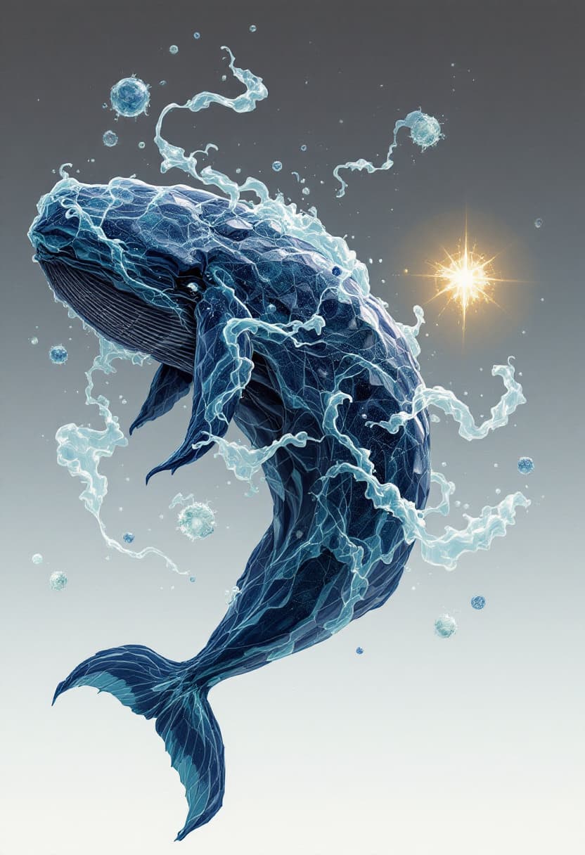 AI generated: Dip Ot Jin the God of Gravity and Pressure  
(Grey Whale)(Snowflake Obsidian)