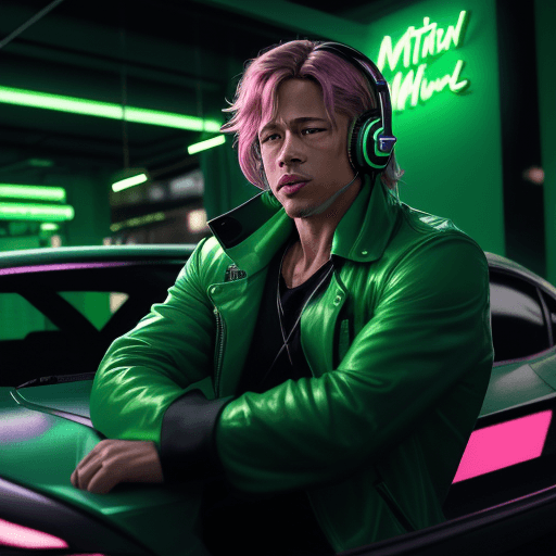 AI generated: in the style of martin ansin, light green and light emerald green, brad pitt, solarizing master, y2k...