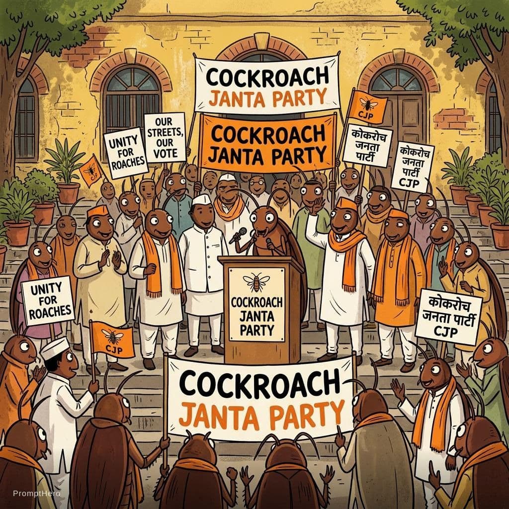 AI generated: Cockroach janta party
