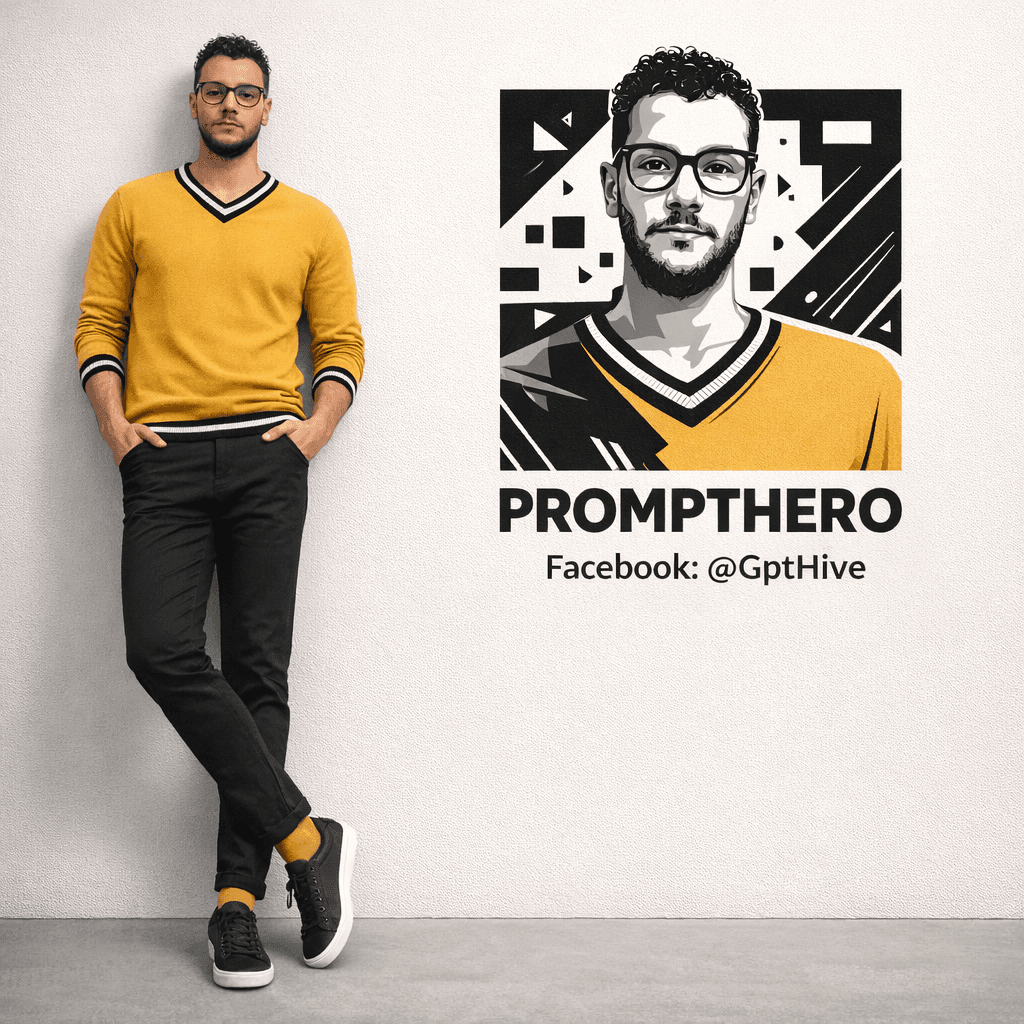 AI generated: "Ultra-realistic 8K full-body portrait of a stylish young man leaning casually against a clean light...