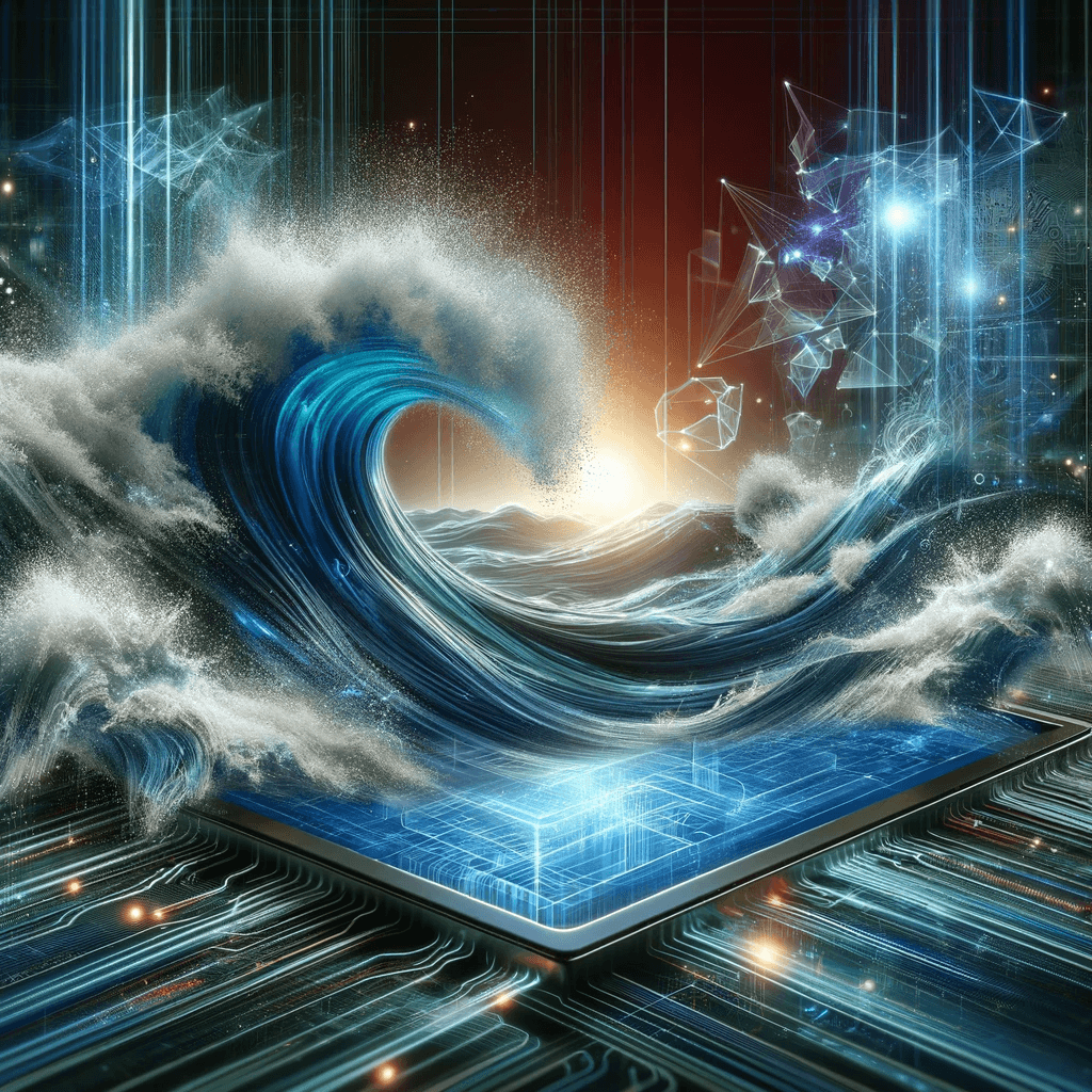 AI generated: A visually captivating scene depicting an overwhelming wave washing over a screen, symbolizing the p...