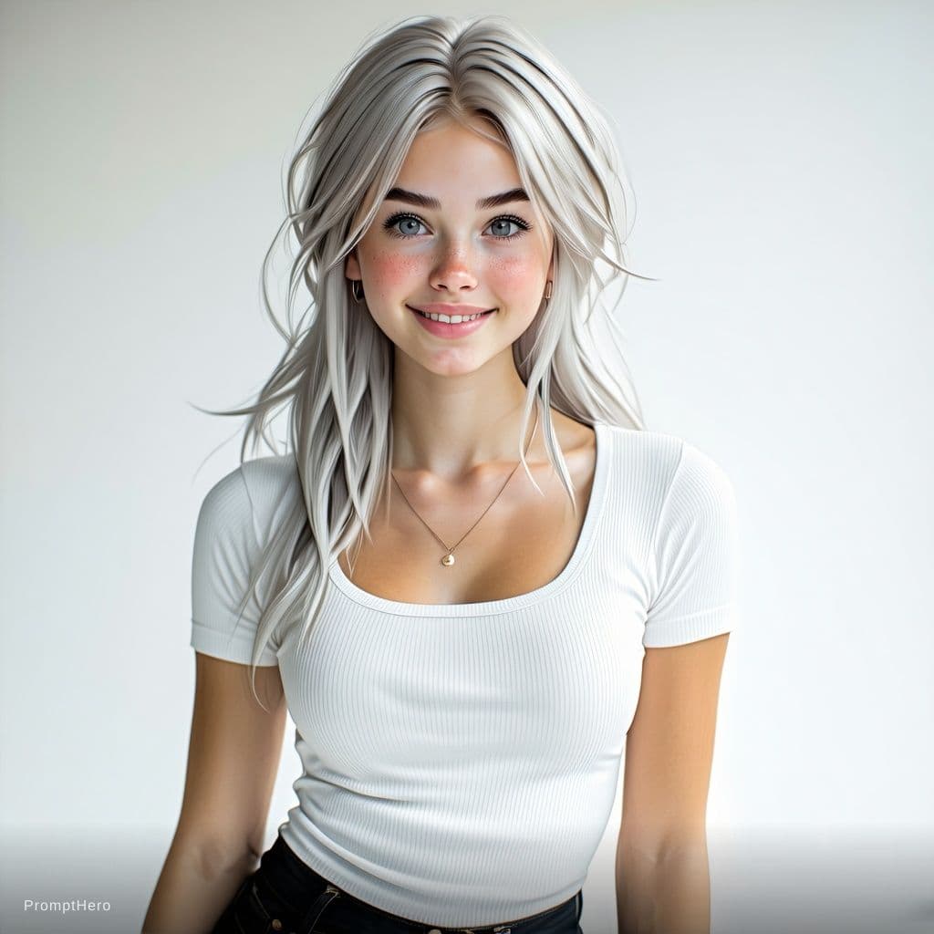 AI generated: little, tiny skinny breasts boops in to lace lingerie, high-resolution photo of a silver blonde-,loo...