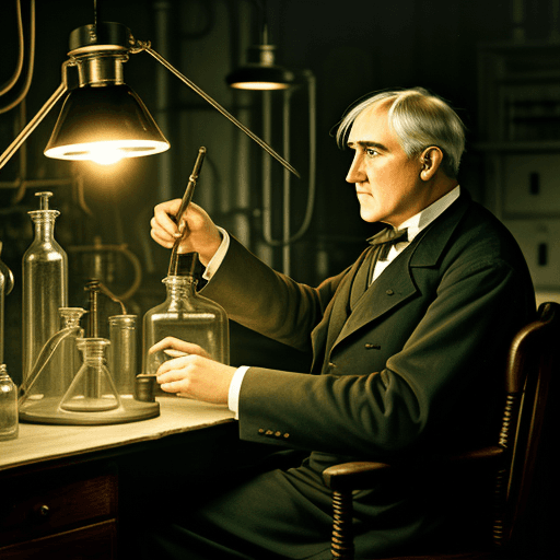 AI generated: Thomas edison in his lab