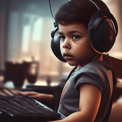 AI generated: Tiny Wolf Gamer using Headphones HyperX Cloud Stinger, Soft Light, Black Background, no Gaussian Blu...