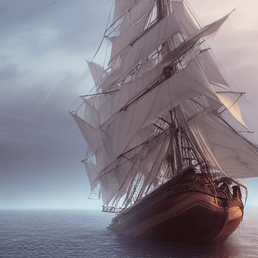 AI generated: Photo of a ultra realistic sailing ship, dramatic light, pale sunrise, cinematic lighting, battered,...