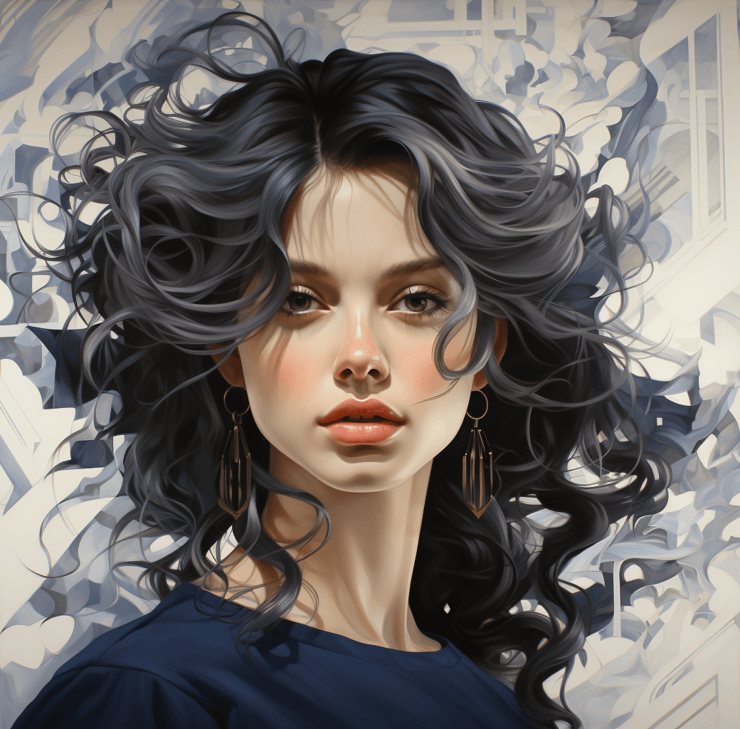 AI generated: an artist has painted a picture of a woman, in the style of crisp and clean look, light silver and d...