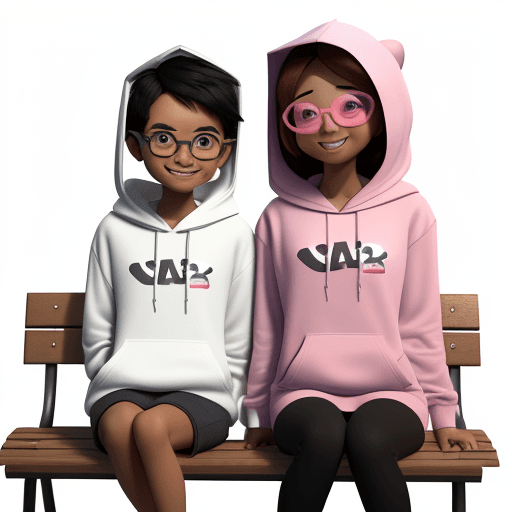 AI generated: 3d cartoon, pixar, malay boy aged 4 wearing a white hoodie shirt with the text name "HAKIM" and a ma...