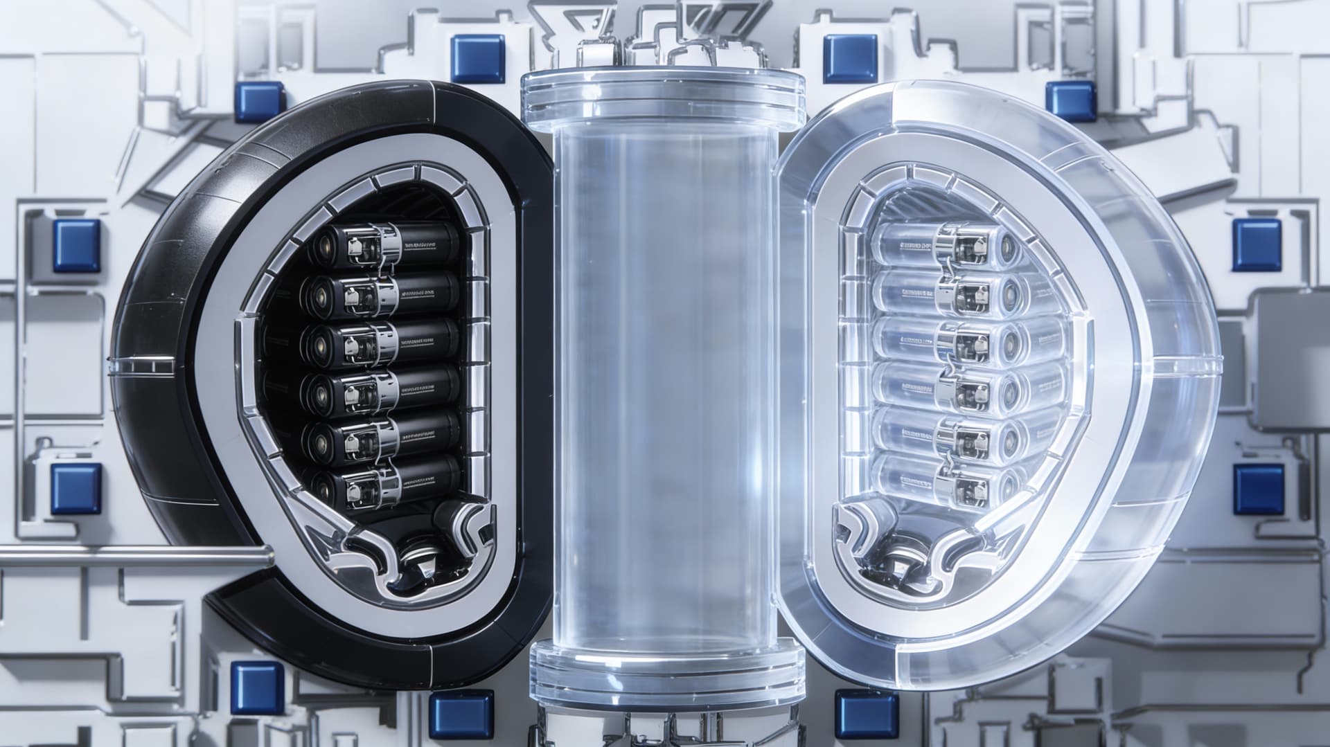 AI generated: Use the Reference Images to reimagine the View of the Energy Charger Packs. Change Red to Black and ...