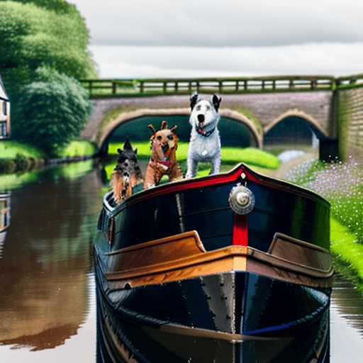 AI generated: Narrowboat Adventures: A Life on the Waterways with women, man and a terrier dog