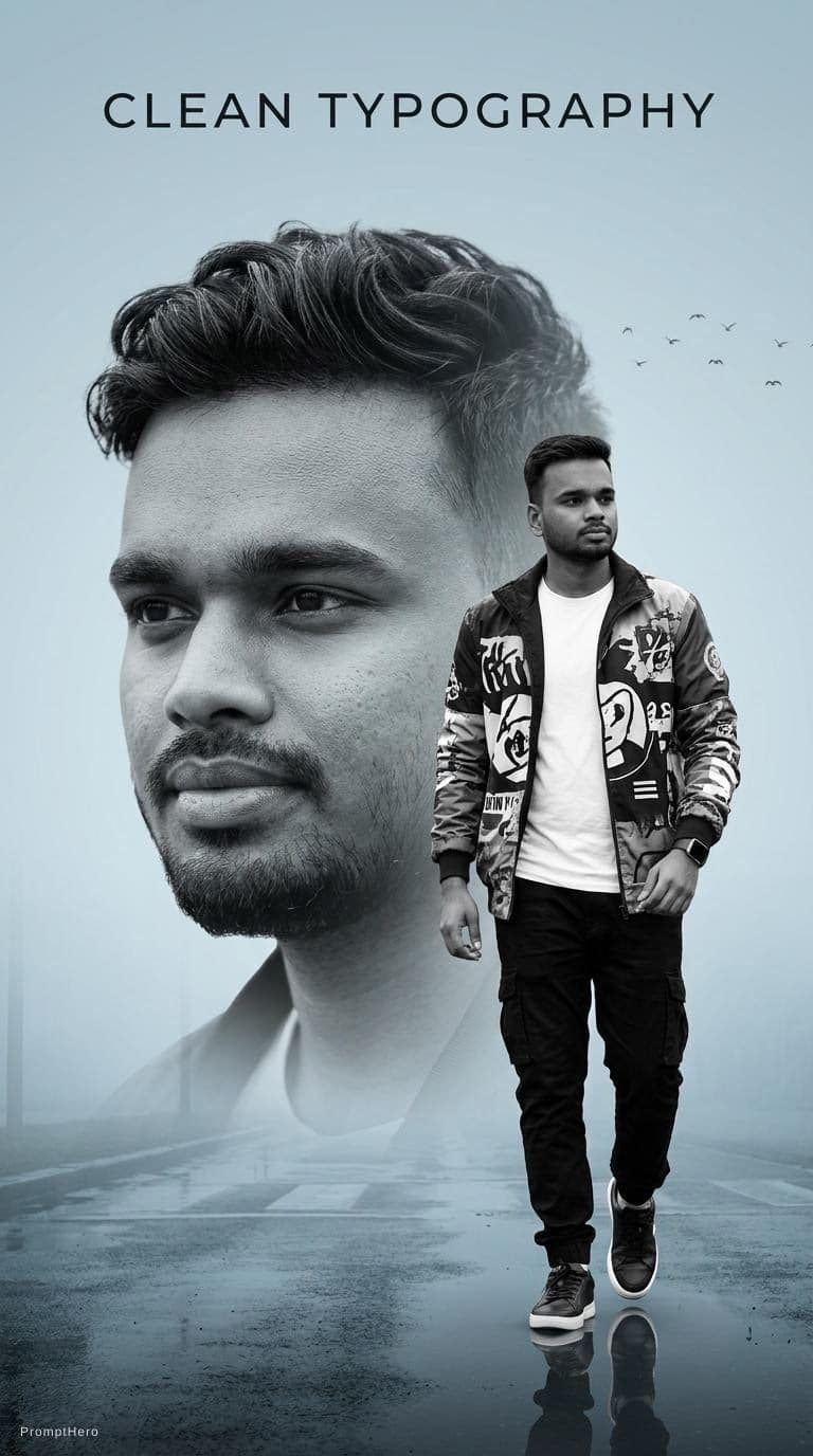 AI generated: Generate an utra-realistic cinematic poster of the uploaded handsome man with stylish wavy and well ...