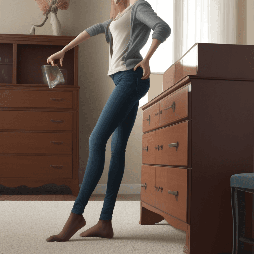 AI generated: Tall girl break furniture,4 k ultra HD 