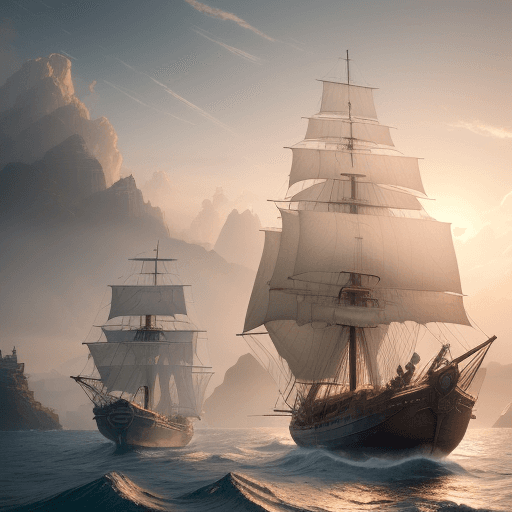 AI generated: Photo of a ultra realistic sailing ship, dramatic light, pale sunrise, cinematic lighting, battered,...