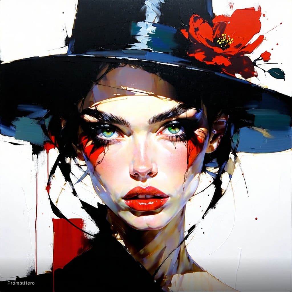 AI generated: oil painting of a fashion model, heavy strokes, textured, by kaethe butcher, greg tocchini, hajime s...