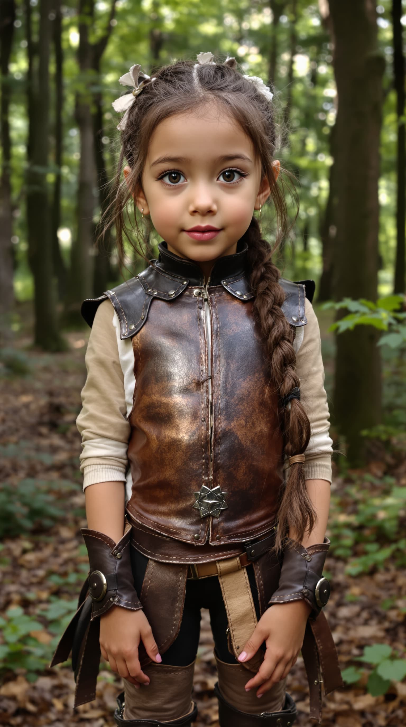 AI generated: A professional photograph captures the most beautiful seven-year-old girl in the world, rendered wit...