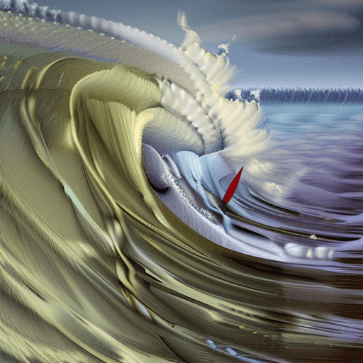 AI generated: A big wave of water curled on itself, muted colors, epic composition, digital painting, epic, depth ...