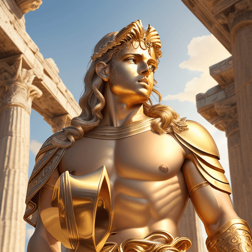 AI generated: A half body highly detailed art portrait of Perseus, an ancient greek warrior slayer, strong, very m...