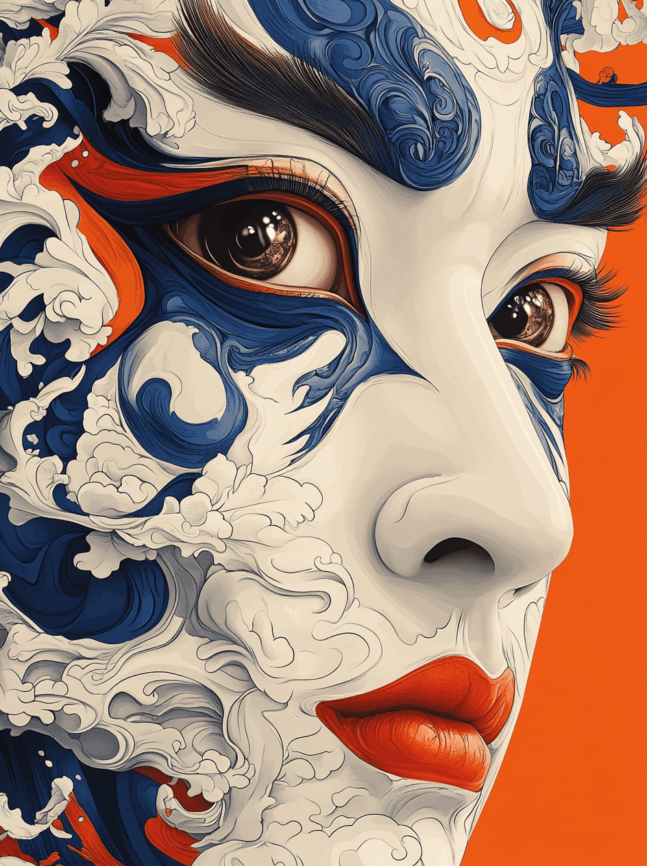 AI generated: Hyper close-up, three-dimensional illustration, close-up portrait of a Chinese opera character desig...
